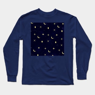 Moon and Stars Pattern Long Sleeve T-Shirt